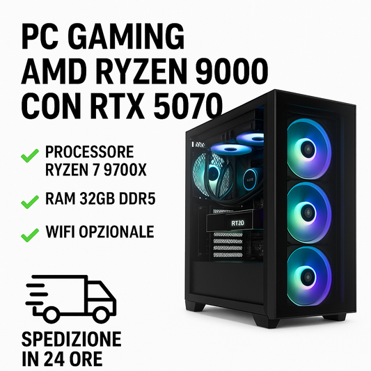 PC Gaming AMD Ryzen 7/9 con RTX 5070 - Prestazioni Top, Pronto per il Futuro